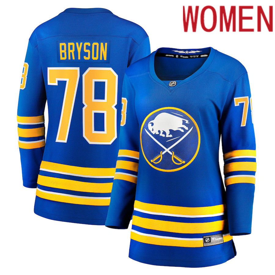 Women Buffalo Sabres #78 Jacob Bryson Fanatics Branded Royal Home Breakaway Player NHL Jersey